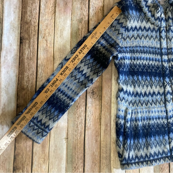 J.Jill Wool Angora Blend Blue Fair Isle Full Zip Sweater Women’s Size S Tall - Picture 4 of 10